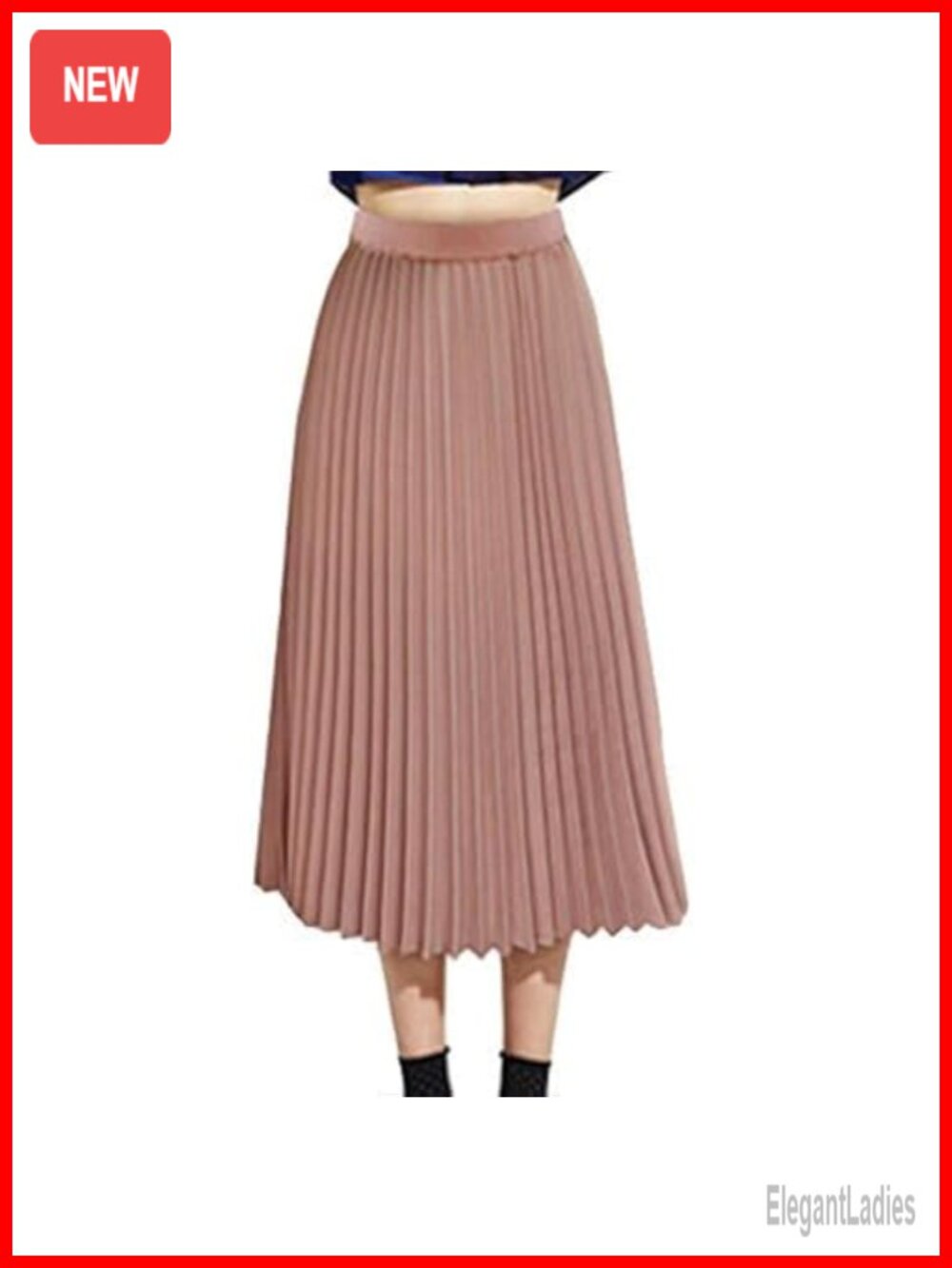 Womens High Waist Pleated Midi Skirt A-Line Chiffon Swing Boho Casual